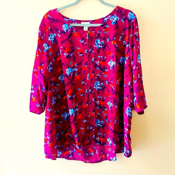 AVA & VIV FLORAL PRINT 3/4 SLEEVE LIGHTWEIGHT BLOUSE SIZE 2X - Picture 1 of 4